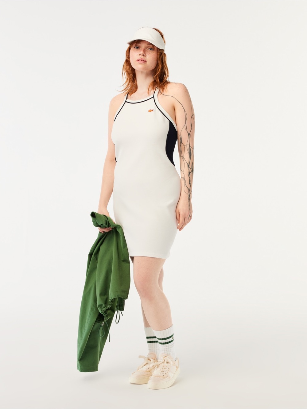 NWT Lacoste White & Black Racerback Mini Tennis Dress. Sz US8 FR40 Sporty Preppy